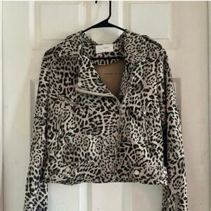 Six fifty leopard suede like material animal print goth fashion moto jacket